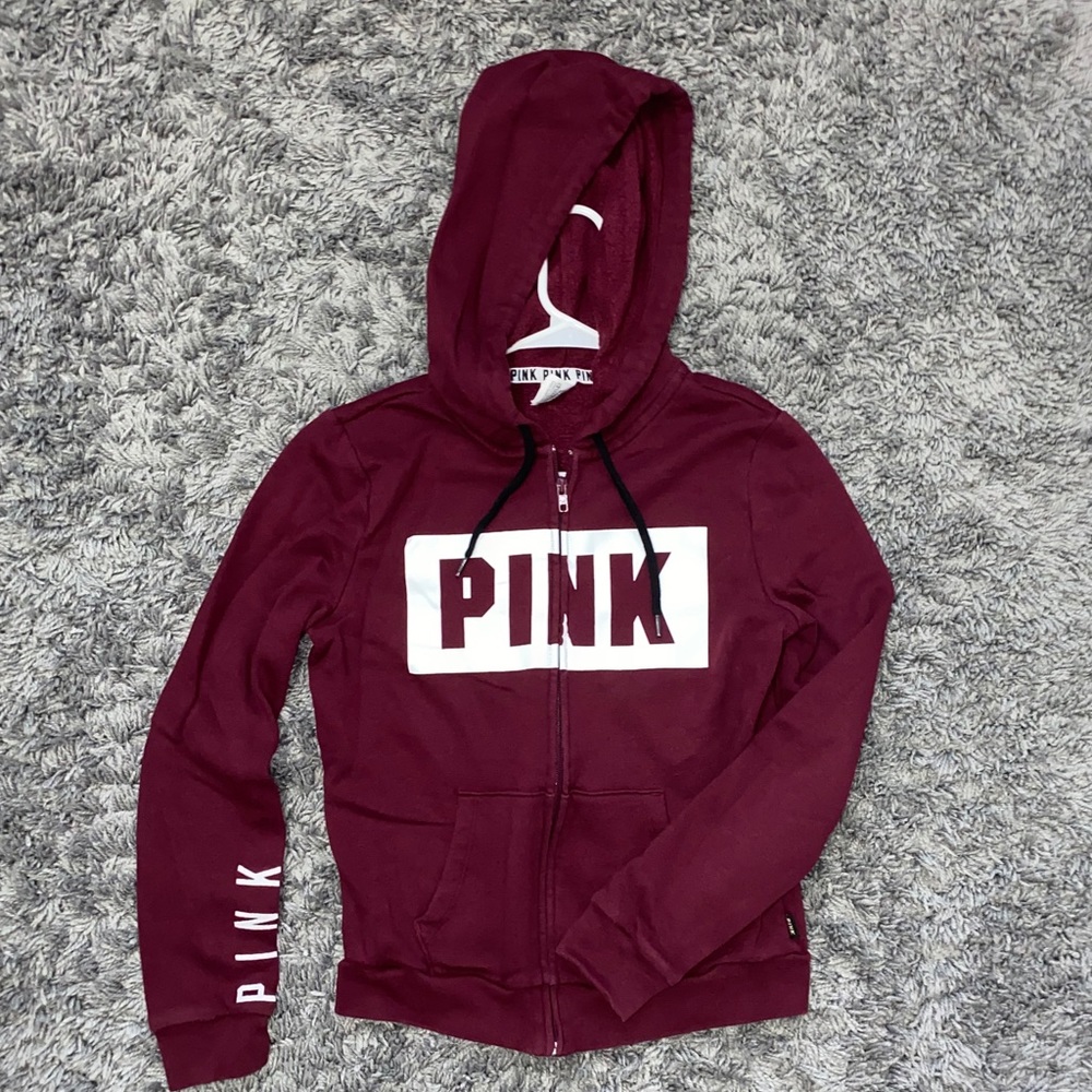 pink || burgundy zip up jacket
